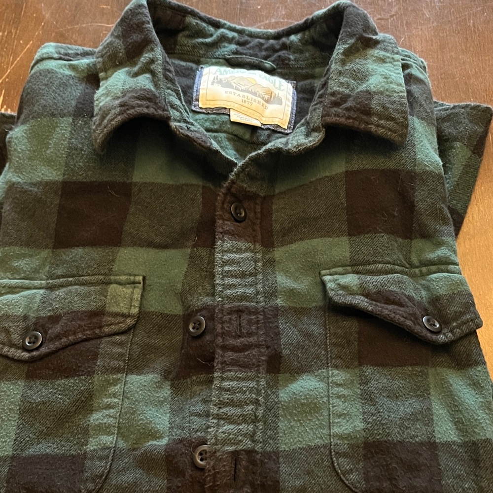 American Eagle Outfitters Black & Teal Plaid Shirt Jacket - Picture 7 of 7